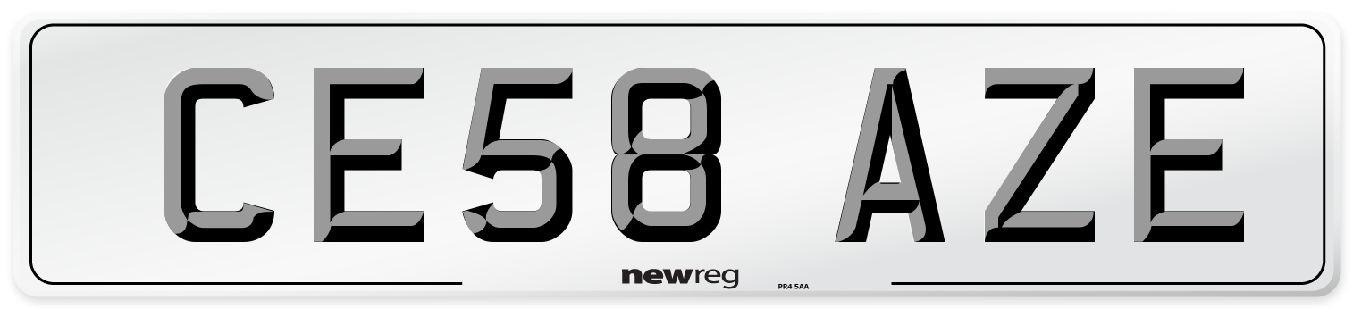 CE58 AZE Number Plate from New Reg